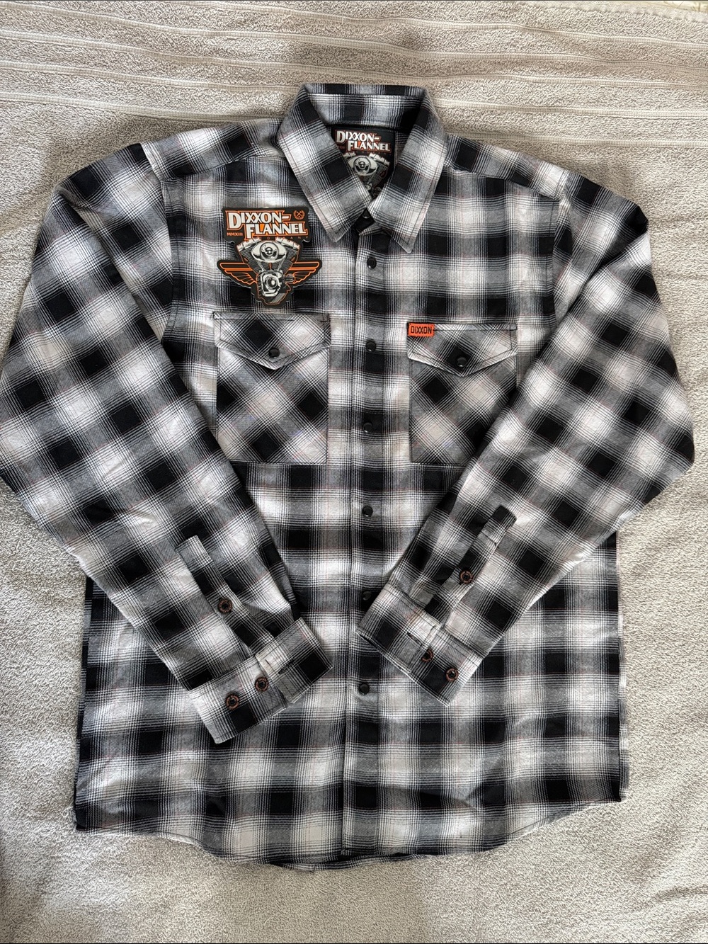 DIXXON Men’s Black & Grey Flannel Shirt- “The Big Twin”